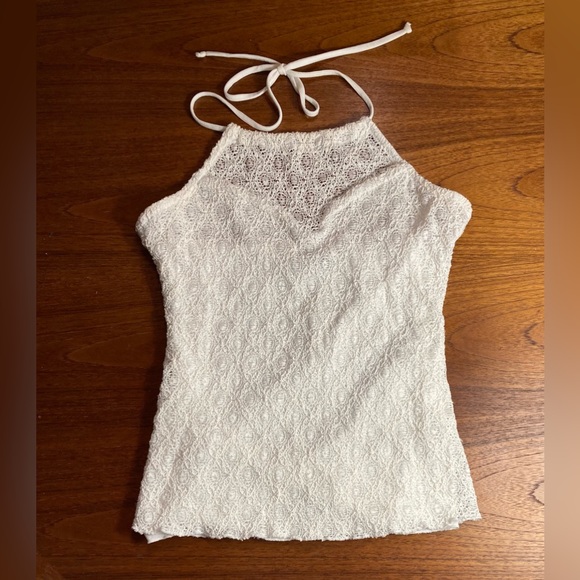 le chateau Tops - Le Chateau Crochet Halter-neck Tank Top (Stretchy Material)